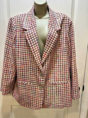 Patchington 95% Silk Tweed Blazer Jacket Multicolor Metallic Size 16 Excellent
